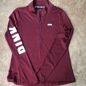 PINK 3/4 zip athletic material pullover